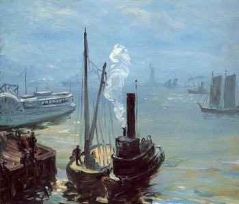 William James Glackens : Tugboat and Lighter